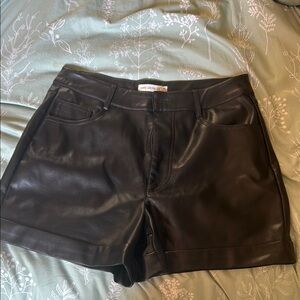Avec Les Filles Black Faux Leather Shorts